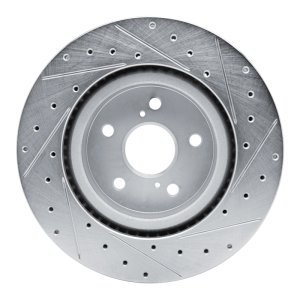 Lexus ES250 Brake Rotor (1) - Front Left - R1 Concepts - Drilled & Slotted - Silver - `18-`25